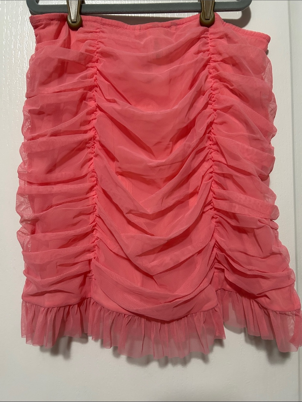 Victoria's Secret Coral Pink Ruched Tulle Mini Skirt
